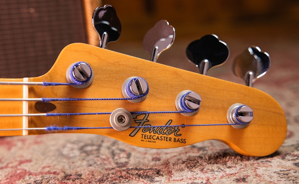 1968 Fender Pink Paisley Telecaster Bass Headstock