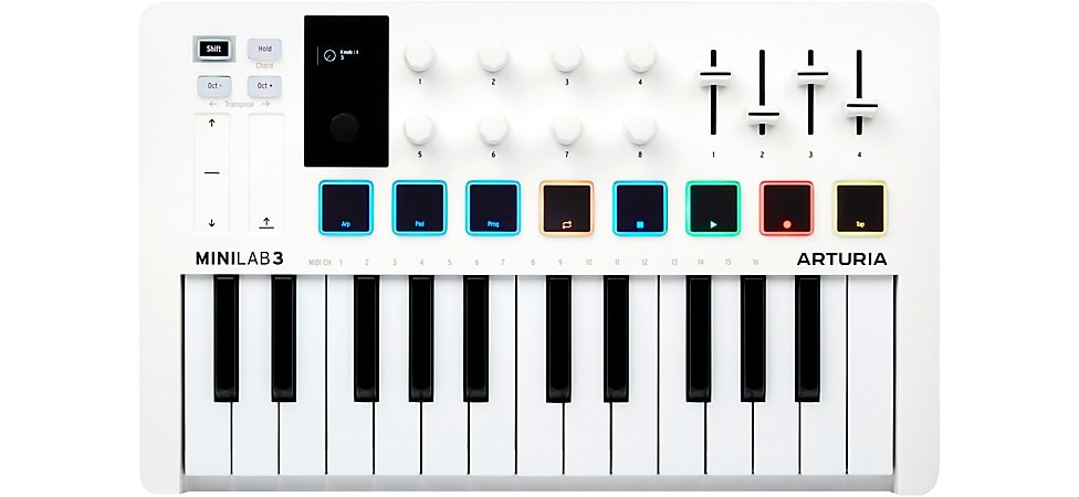 Arturia MiniLab 3 Hybrid Keyboard Controller in White