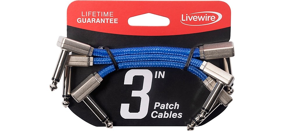 Livewire Braided Patch Cables 3-Pack 3in. in Electric Blue