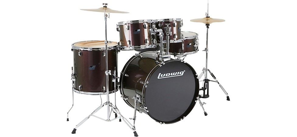Ludwig BackBeat Complete 5-Piece Drum Set With Hardware and Cymbals in Metallic Purple Mist
