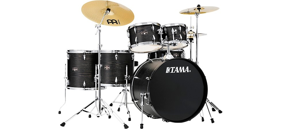 TAMA Imperialstar 6-Piece Complete Drum Set with Meinl HCS Cymbals and 22in. Bass Drum Black Oak Wrap