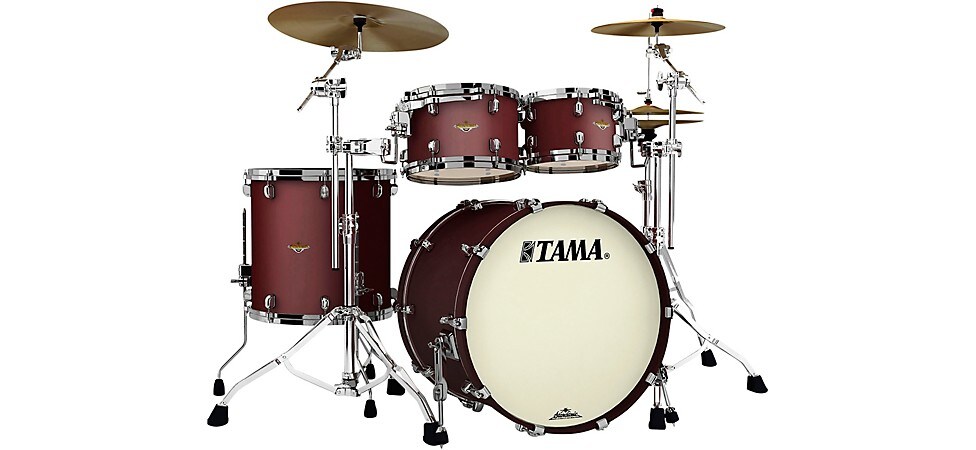 TAMA Starclassic Maple 4-Piece Shell Pack with Black Nickel Hardware and 22" Bass Drum Flat Burgundy Metallic