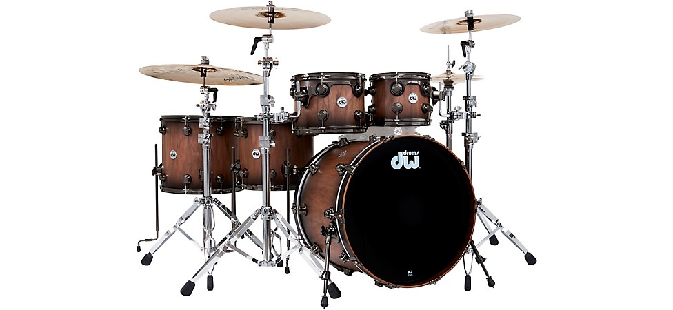 DW Pure Walnut 5-Piece Shell Pack in Satin Ebony Burst