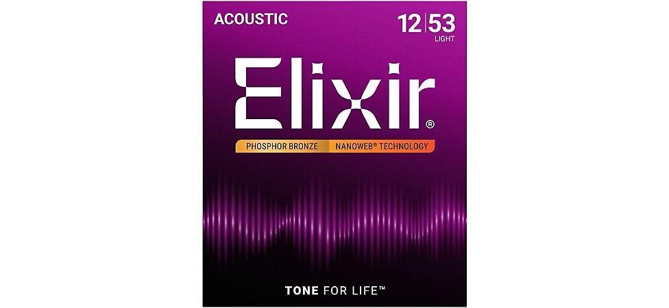 Elixir Phosphor Bronze Acoustic Guitar String With NANOWEB Coating Light (12-53)
