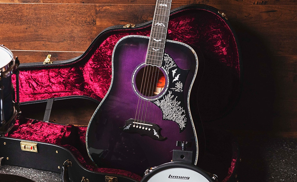 Gibson Custom Acoustic Bats in Flight in Dark Purple Burst