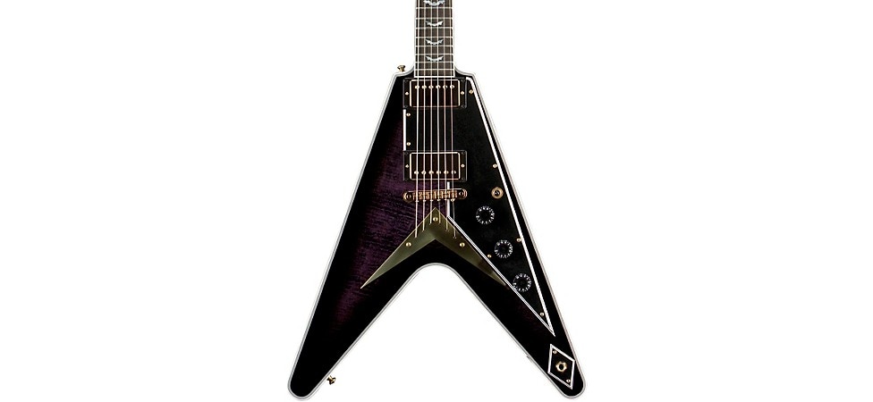 Gibson Custom Flying V Bats in Flight in Dark Purple Burst