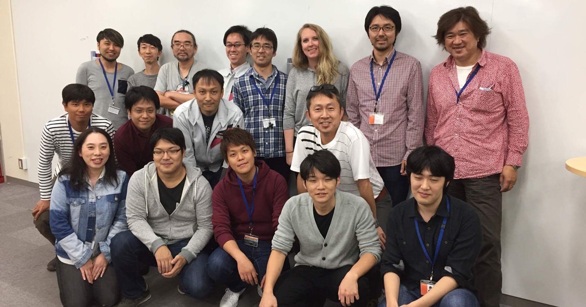 Jordan West and the Roland Drum Engineering team at Roland HQ in Japan