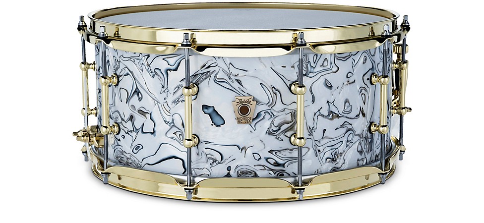 Ludwig Classic Maple Snare Drum in White Mosaic With Brass Hardware 14x6.5in