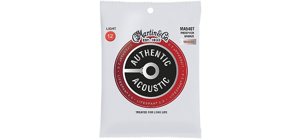 Martin MA540T Lifespan 2.0 Phosphor Bronze Authentic Acoustic Guitar Strings Light (12-54)