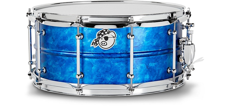 Pork Pie Seamless Aluminum Snare Drum in Blue Ice Ink