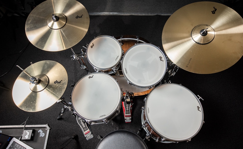 Overhead view of DW Drums DWe Acoustic-Electronic Convertible Drum Kit