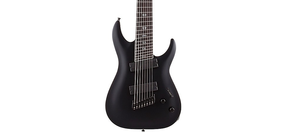 Schecter Guitar Research C-8 MS SLS Elite Evil Twin Electric Guitar in Satin Black
