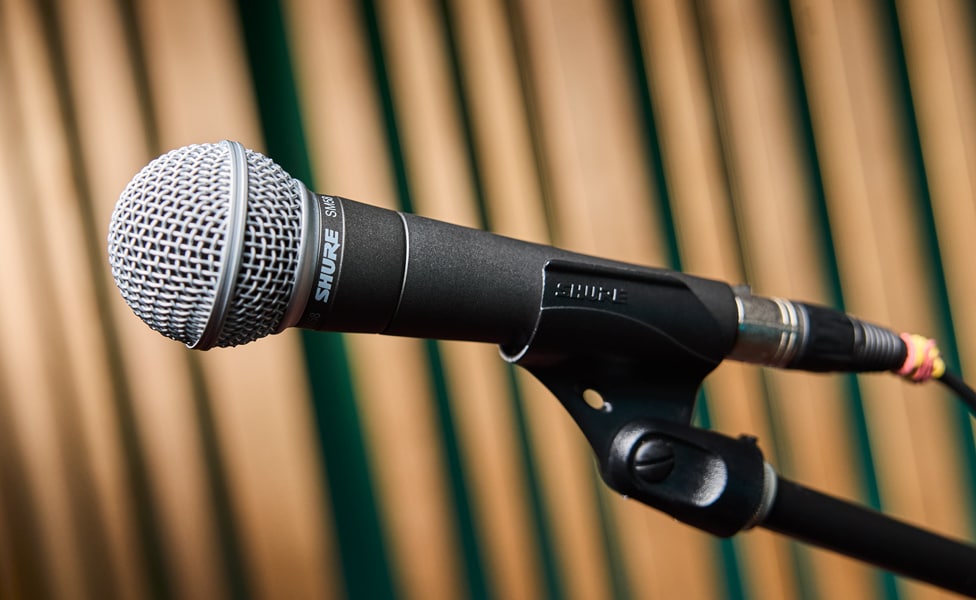 Shure SM58 Dynamic Handheld Vocal Microphone on Mic Stand