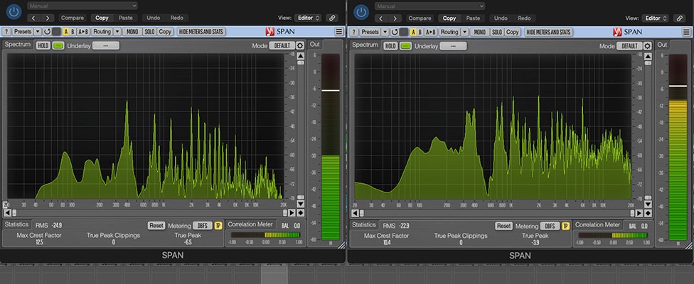 Warm Audio WA-47jr SE and FET Single Note Acoustic Guitar Spectrum Analysis Comparison