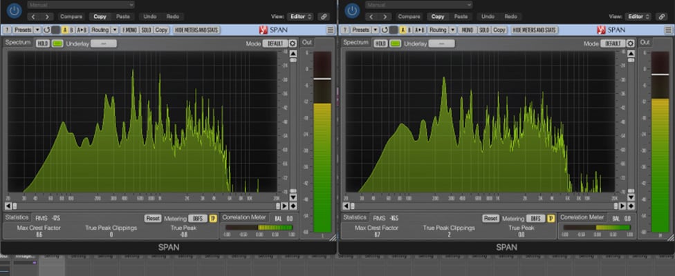 Warm Audio WA-47jr SE and FET Clean Electric Guitar Spectrum Analysis Comparison