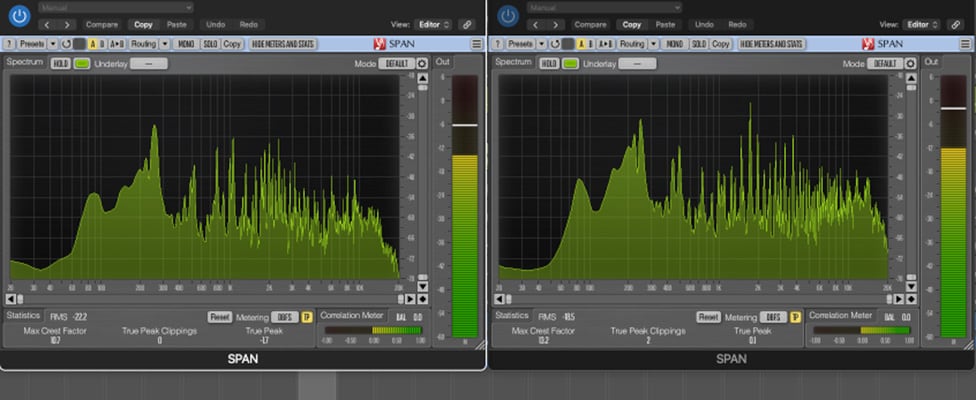 Warm Audio WA-87jr SE and FET Strummed Acoustic Guitar Spectrum Analysis Comparison