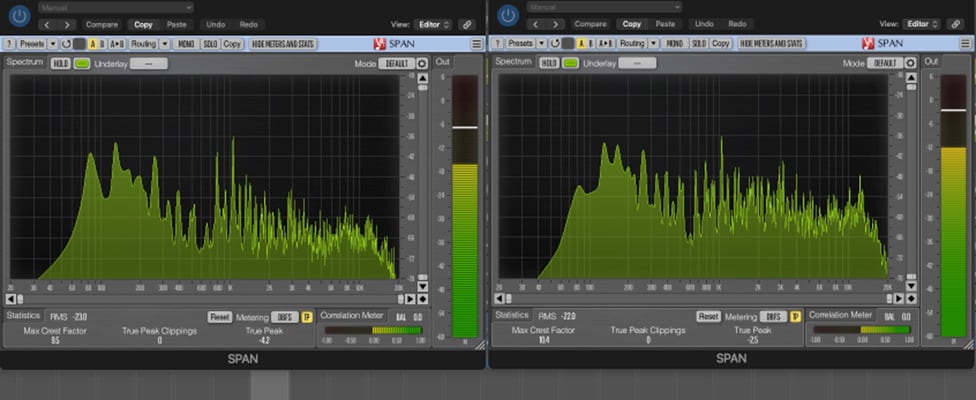 Warm Audio WA-87jr SE and FET Strummed Acoustic Guitar Spectrum Analysis Comparison
