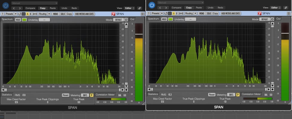 Warm Audio WA-87jr Clean Electric Guitar Spectrum Analysis Comparison