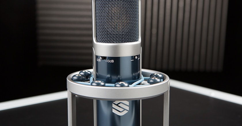 Close-up Image of the Sterling  ST159 Microphone's Attenuation and Low-Pass Filter Switches