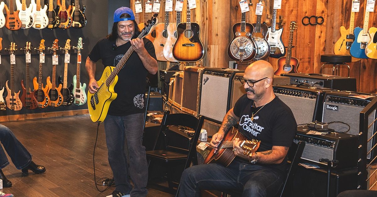 Rob Trujillo Crashes Immersive Tour of Guitar Center Hollywood with Dave Kushner and CEO Gabe Dalporto