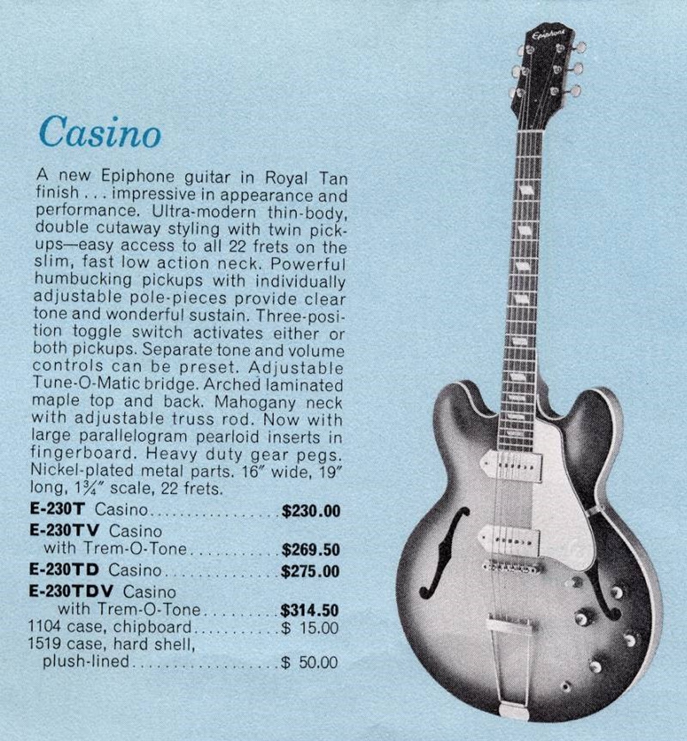 A 1962 Epiphone Catalog featuring the Casino