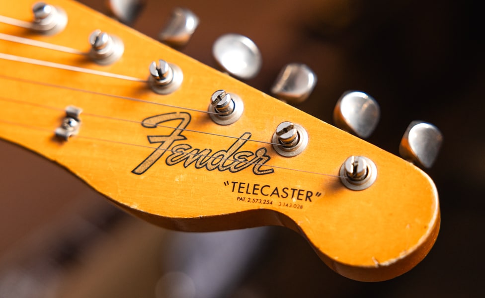 1966 Fender Telecaster in Olympic White Headstock Fender Logo