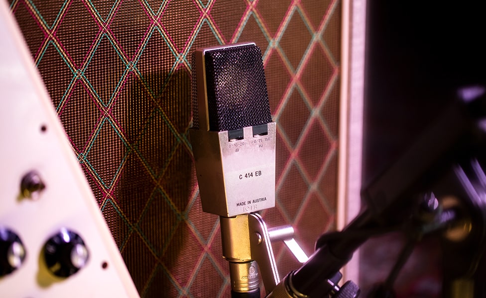 AKG C414 EB Microphone on a VOX AC30HW