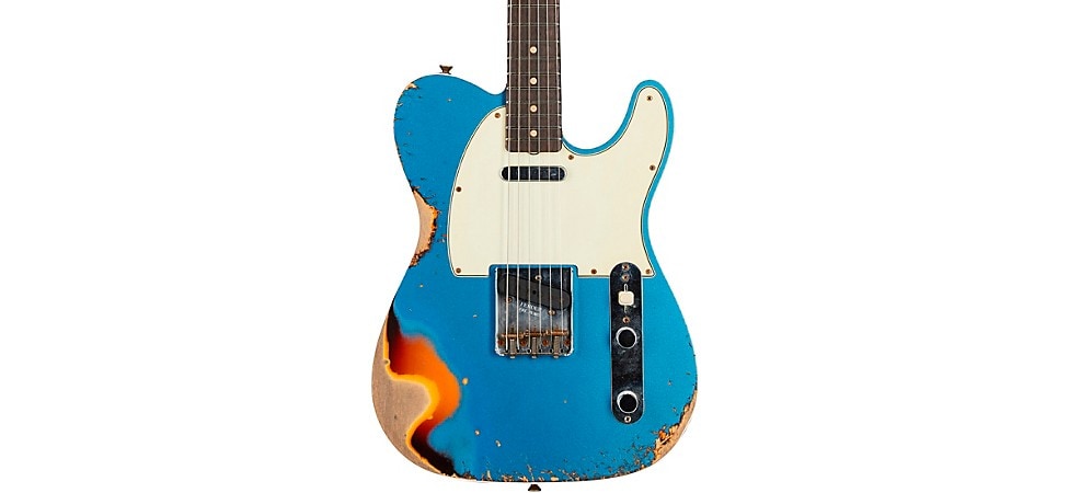 Fender Custom Shop 1960 Telecaster Custom Relic Electric Guitar Aged Lake Placid Blue over 3-Color Sunburst