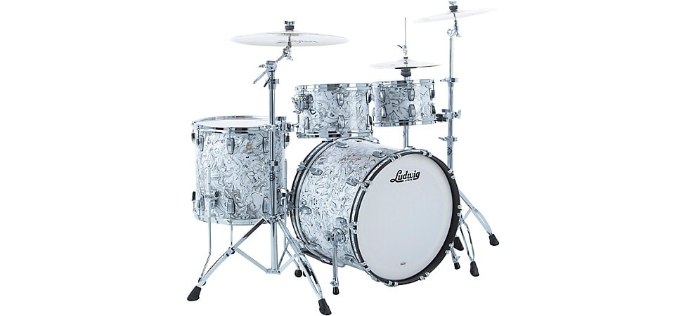 Ludwig Classic Maple 4-Piece Studio Shell Pack With 22" Bass Drum White Mosaic