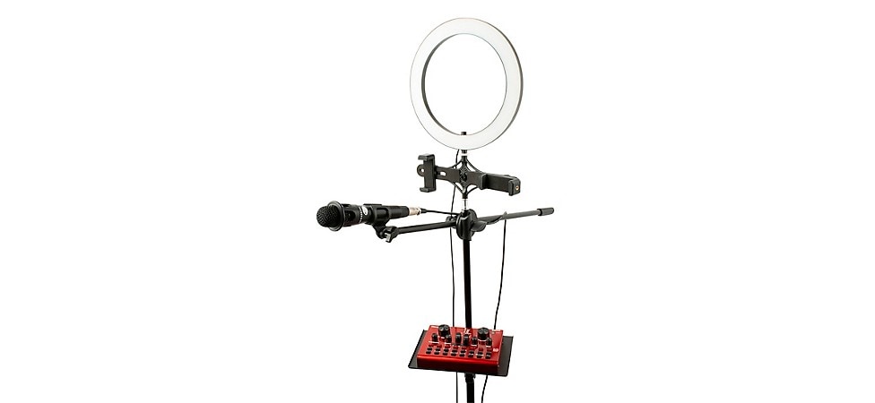 VocoPro Streamer-Live, USB audio interface, condenser microphone, boom stand, and LED ring light package for content creators