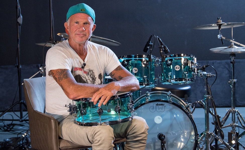 Chad Smith with the DW DW Design Series Acrylic Shell Pack and Snare