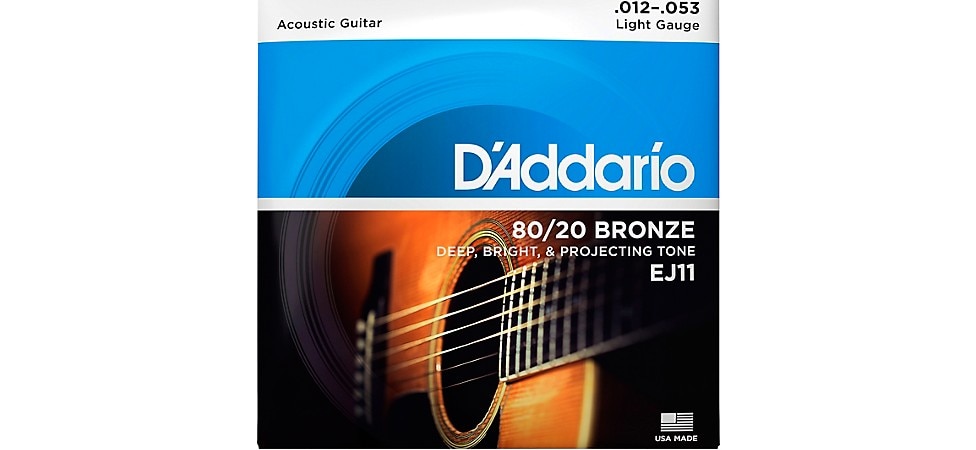 D'Addario EJ11 80/20 Bronze Light Acoustic Guitar Strings .12-.53