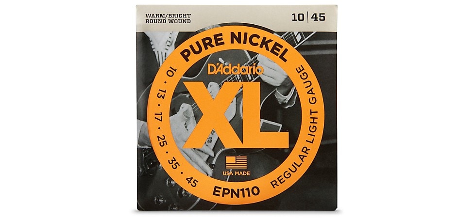 D'Addario EPN110 Pure Nickel Regular Light Electric Guitar Strings