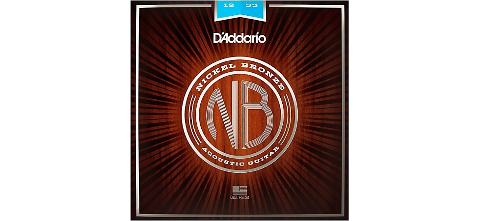 D'Addario NB1253 Nickel Bronze Light Acoustic Guitar Strings .12-.53