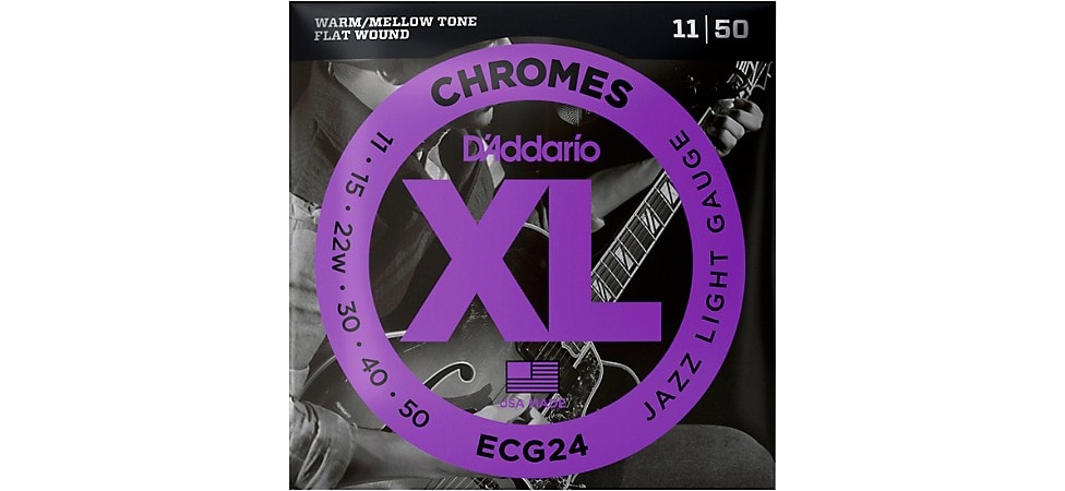 D'Addario XL Chromes ECG24 Flatwound Light Electric Guitar Strings