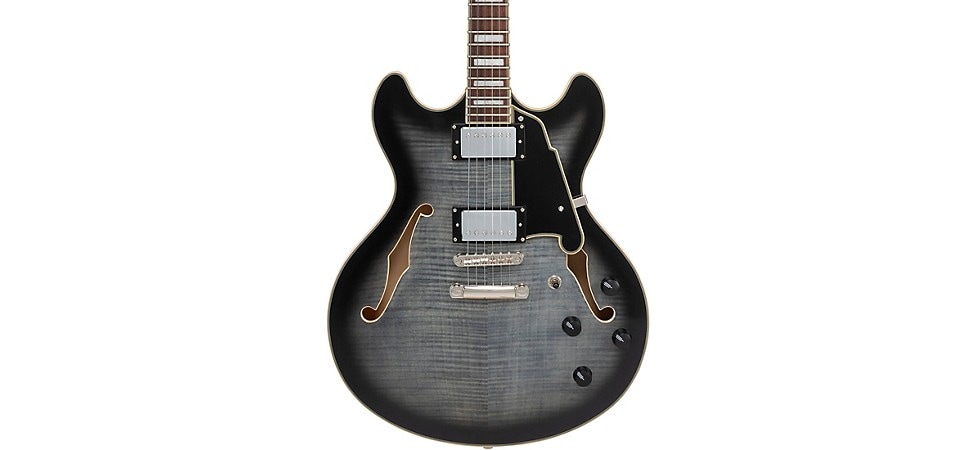 D'Angelico Premier DC Limited-Edition Semi-Hollow Electric Guitar in Charcoal Burst