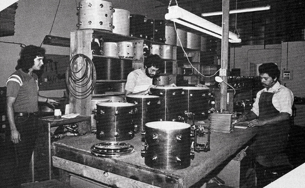 Don Lombardi and John Good in the DW Drums factory