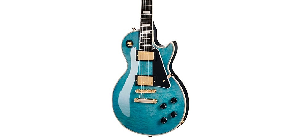 Epiphone Les Paul Custom Quilt Limited-Edition Electric Guitar in Ocean Blue
