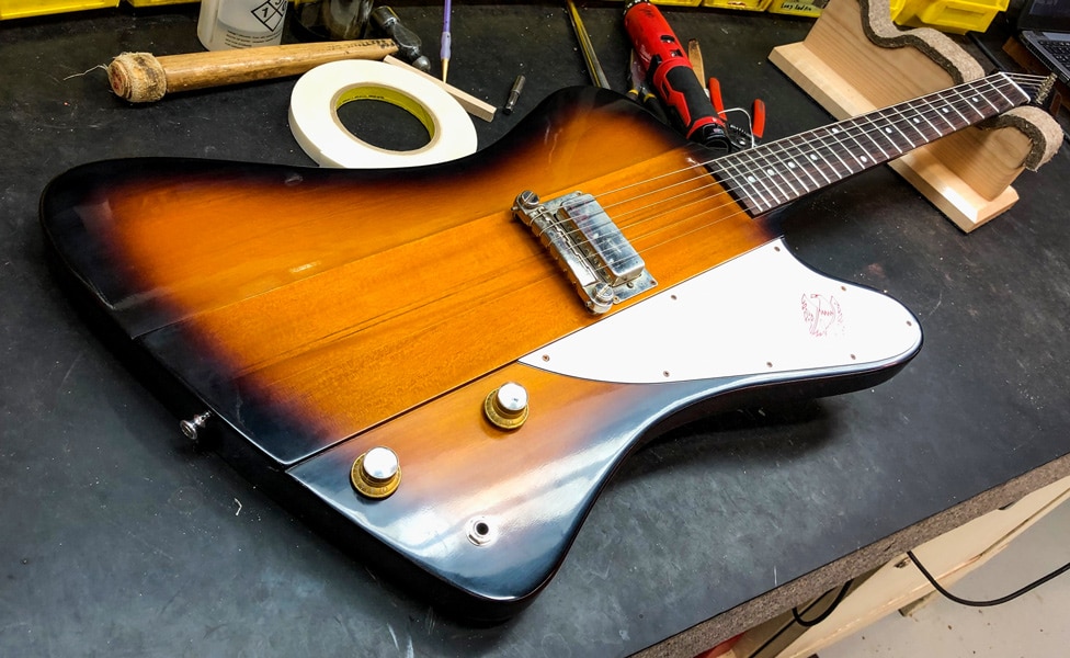 The new Gibson Custom Eric Clapton 1964 Firebird I VOS at the Gibson Custom factory.