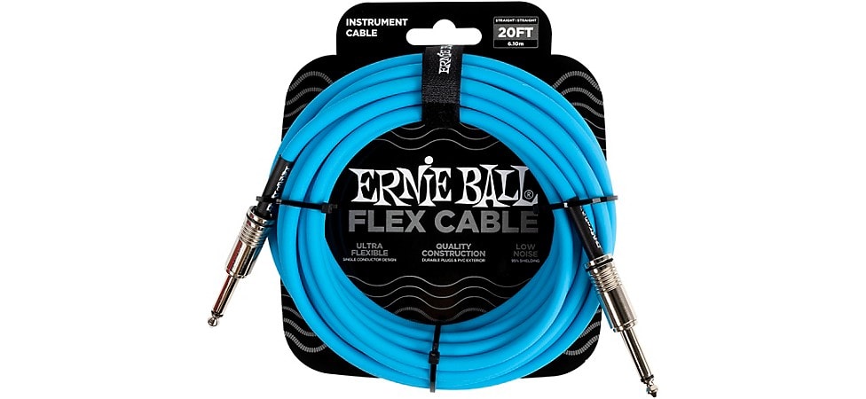 Ernie Ball FLEX Straight to Straight Instrument Cable 20ft Blue
