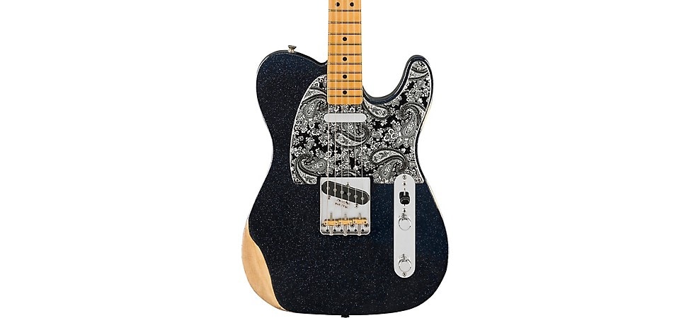 Fender Brad Paisley Road Worn Telecaster Electric Guitar in Black Sparkle
