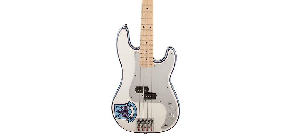 Fender Steve Harris Signature Precision Bass Guitar in Olympic White with Pinstripe