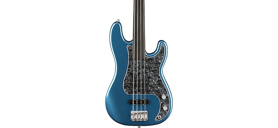Fender Tony Franklin Fretless Precision Bass Guitar in Lake Placid Blue
