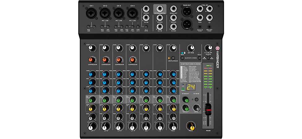 Harbinger LX12 12-Channel Analog Mixer With Bluetooth, FX and USB Audio