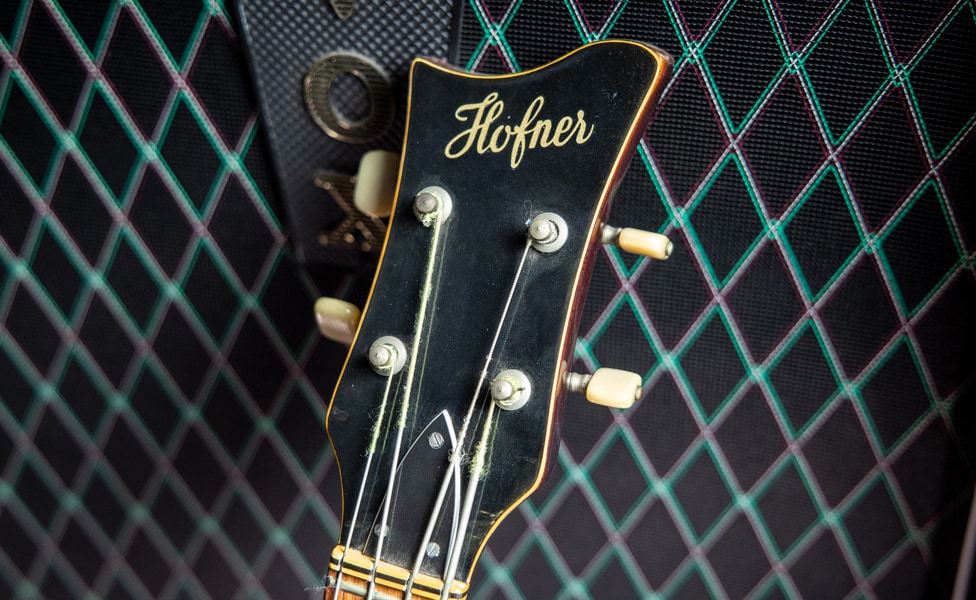 Headstock on a Vintage Höfner Violin Bass Guitar