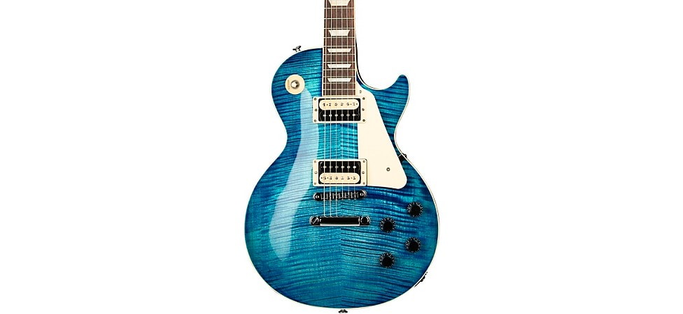 Gibson Les Paul Traditional Pro V AAA Flame Top Electric Guitar in Ocean Water Perimeter