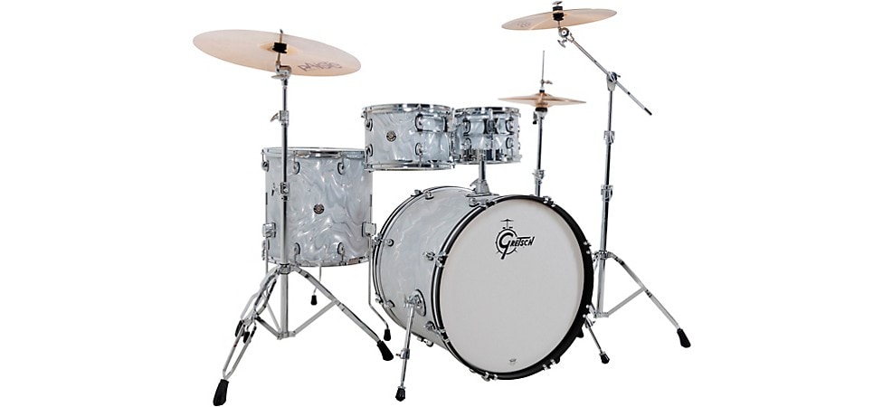 Gretsch Catalina Club 4-Piece Shell Pack with 22" Bass Drum in White Satin Flame