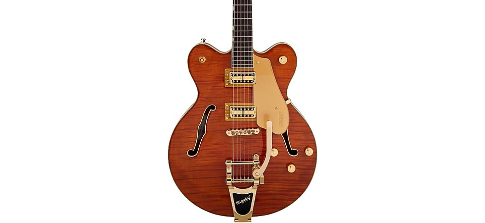 Gretsch Electromatic LTD Flame Okoume Broadkaster in Roundup Orange Satin