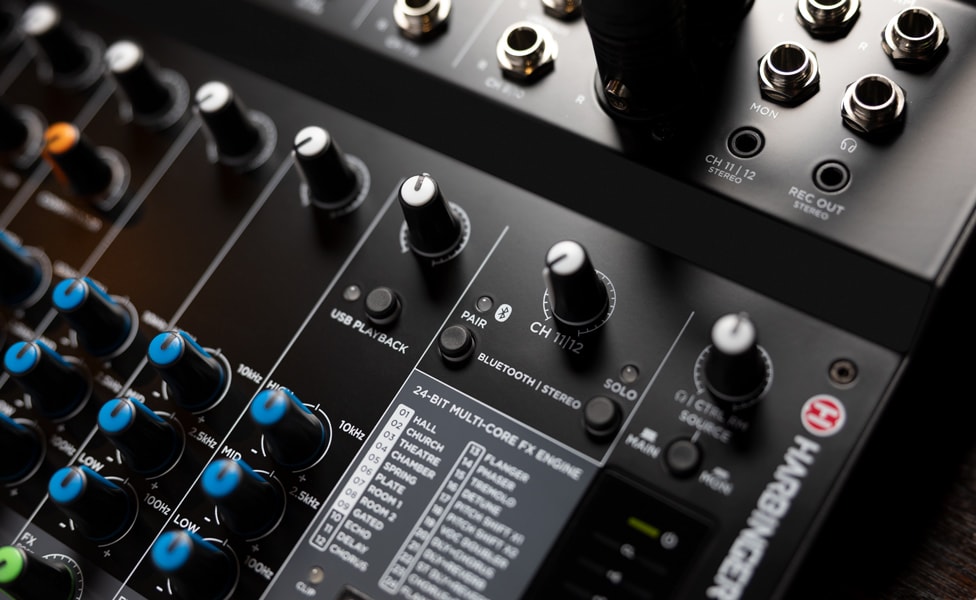 Harbinger LX12 12-Channel Analog Mixer With Bluetooth, FX and USB Audio -  Woodwind & Brasswind