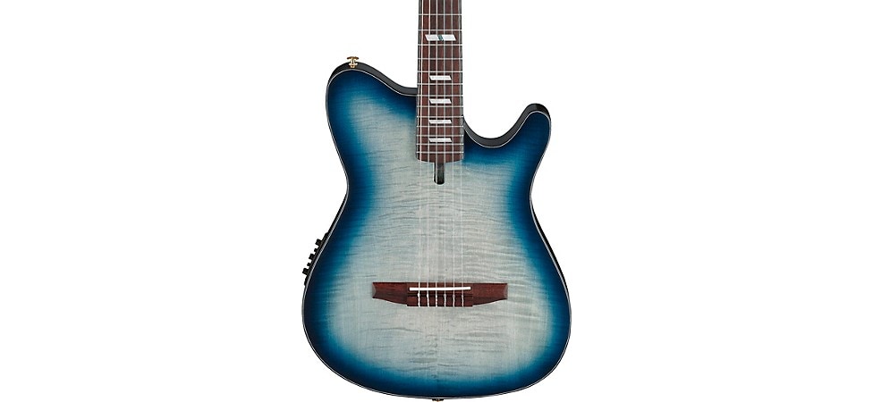 Ibanez FRH20FMN Flamed Maple Top Nylon-String Acoustic-Electric Guitar in Cosmic Blue Burst
